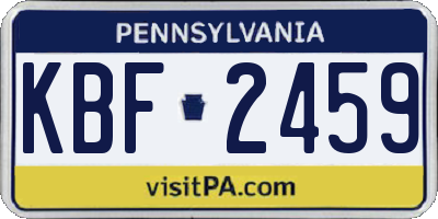 PA license plate KBF2459