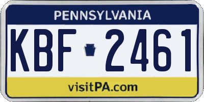 PA license plate KBF2461