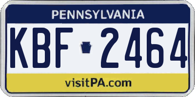 PA license plate KBF2464