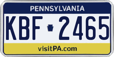 PA license plate KBF2465
