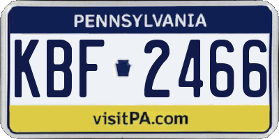 PA license plate KBF2466