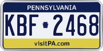 PA license plate KBF2468