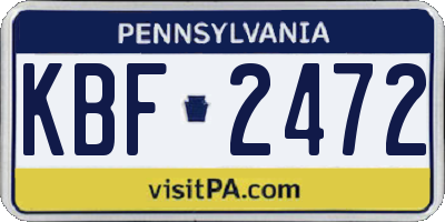 PA license plate KBF2472