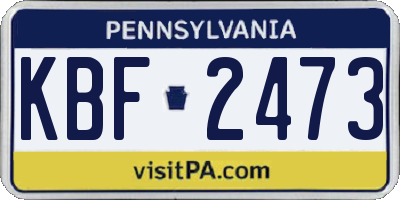 PA license plate KBF2473
