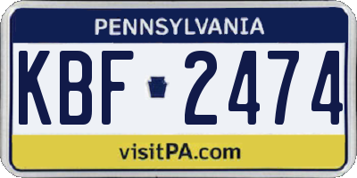 PA license plate KBF2474