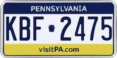 PA license plate KBF2475