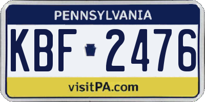 PA license plate KBF2476