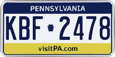 PA license plate KBF2478
