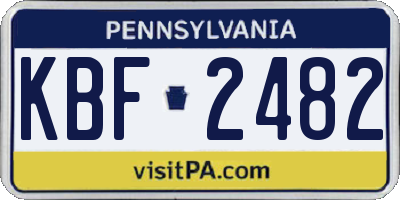 PA license plate KBF2482