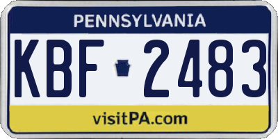PA license plate KBF2483