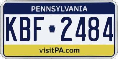 PA license plate KBF2484