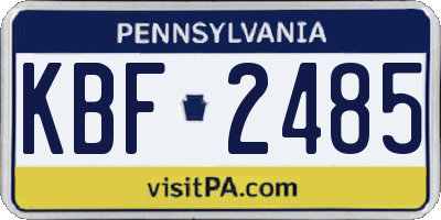 PA license plate KBF2485
