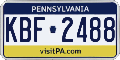 PA license plate KBF2488