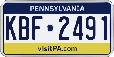 PA license plate KBF2491