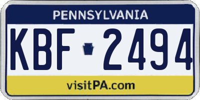 PA license plate KBF2494