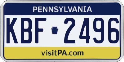 PA license plate KBF2496