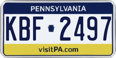 PA license plate KBF2497