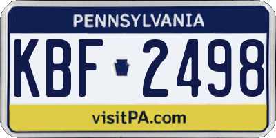 PA license plate KBF2498