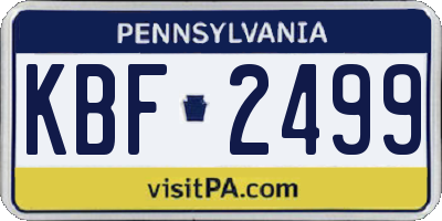 PA license plate KBF2499