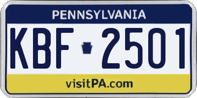PA license plate KBF2501