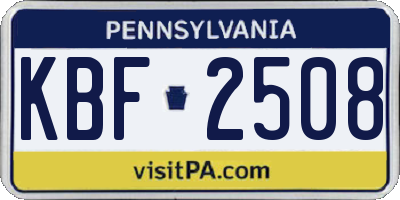 PA license plate KBF2508