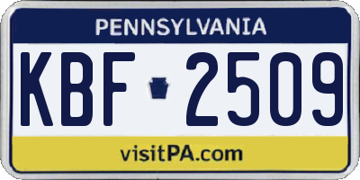 PA license plate KBF2509
