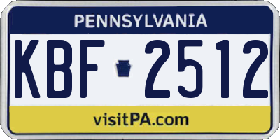 PA license plate KBF2512