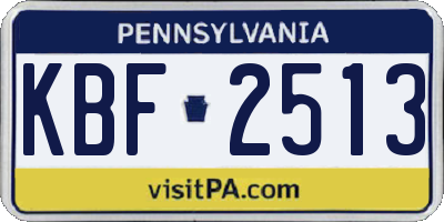 PA license plate KBF2513