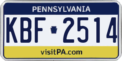 PA license plate KBF2514