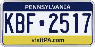 PA license plate KBF2517