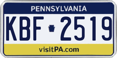 PA license plate KBF2519