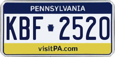 PA license plate KBF2520