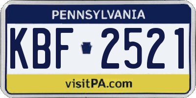 PA license plate KBF2521