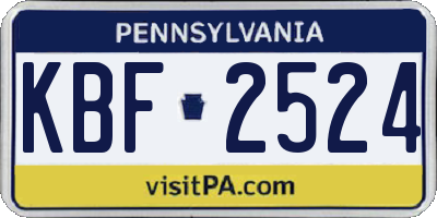 PA license plate KBF2524