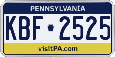 PA license plate KBF2525