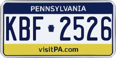 PA license plate KBF2526