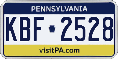 PA license plate KBF2528