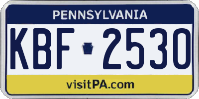 PA license plate KBF2530