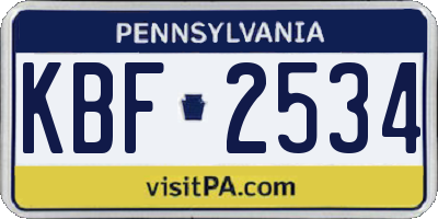 PA license plate KBF2534