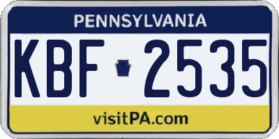 PA license plate KBF2535