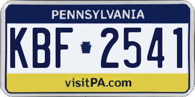 PA license plate KBF2541