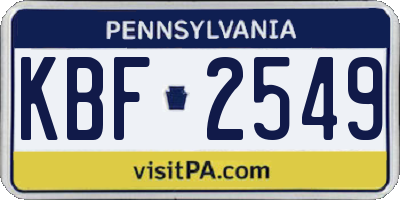 PA license plate KBF2549