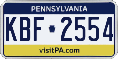 PA license plate KBF2554