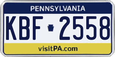 PA license plate KBF2558