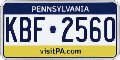 PA license plate KBF2560