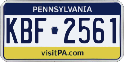 PA license plate KBF2561