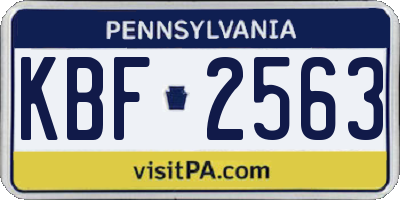 PA license plate KBF2563