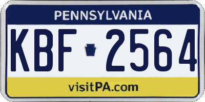 PA license plate KBF2564