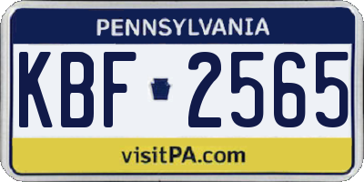 PA license plate KBF2565