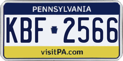 PA license plate KBF2566